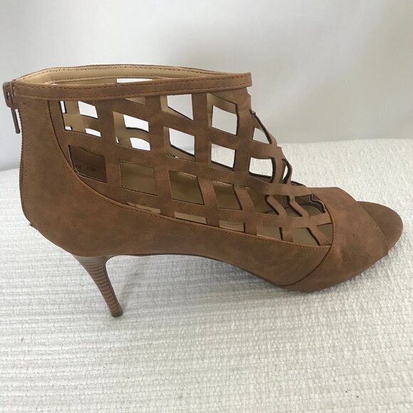 Impo Tanier Tan Caged Open Toe High Heel Zip Back - Picture 7 of 13